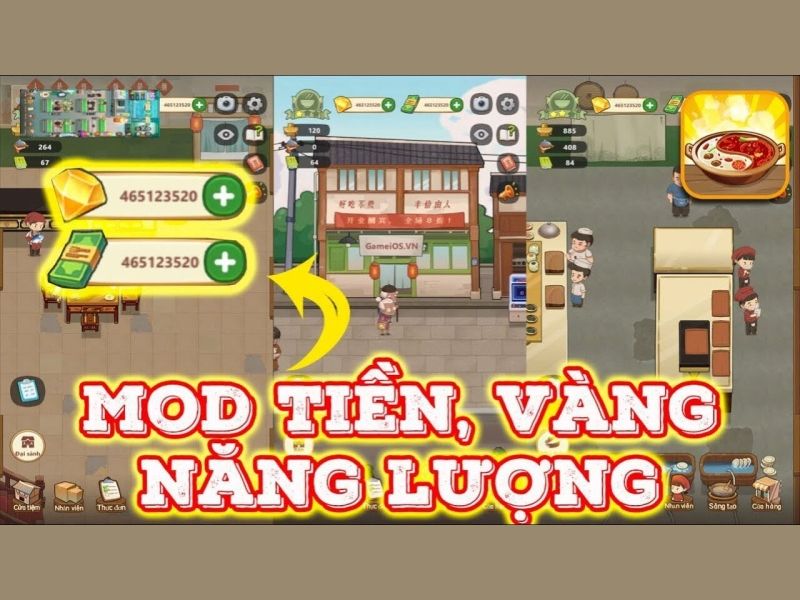 Vô Hạn Tiền, Kim Cương, Tài Nguyên, Năng Lượng Trong Tiệm Lẩu Đường Hạnh Phúc Mod APK