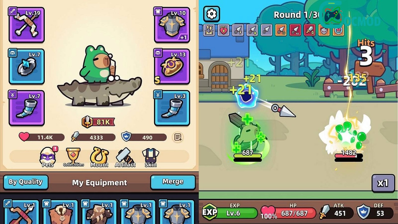 Tải Capybare GO! MOD (Vô Hạn Tiền, Tốc độ game, Menu) v1.7.6 Hành trình phiêu lưu mở rộng theo từng bản đồ mới